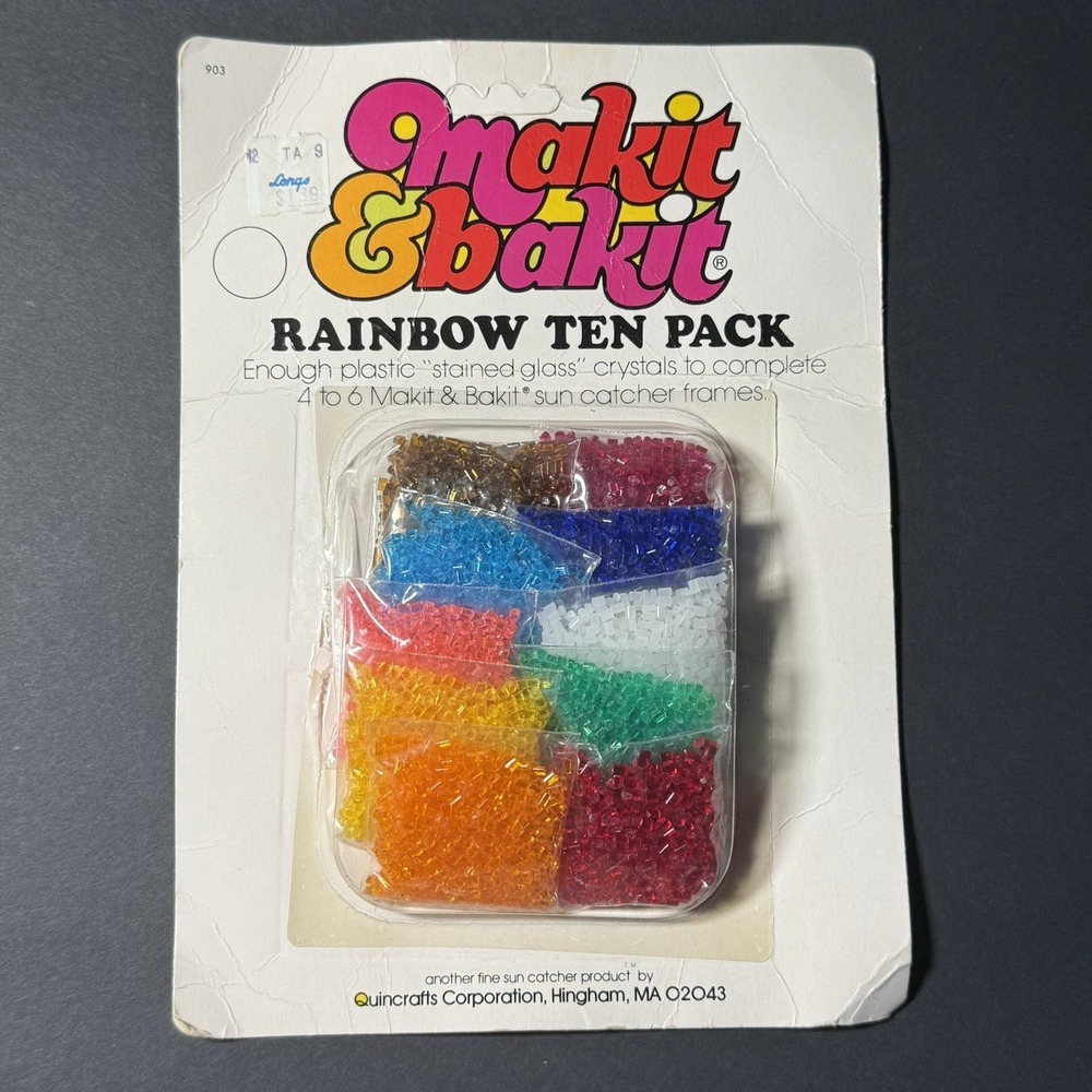 Vintage Makit & Bakit Rainbow Ten Pack Stained Glass Crystals Melting NEW SEALED